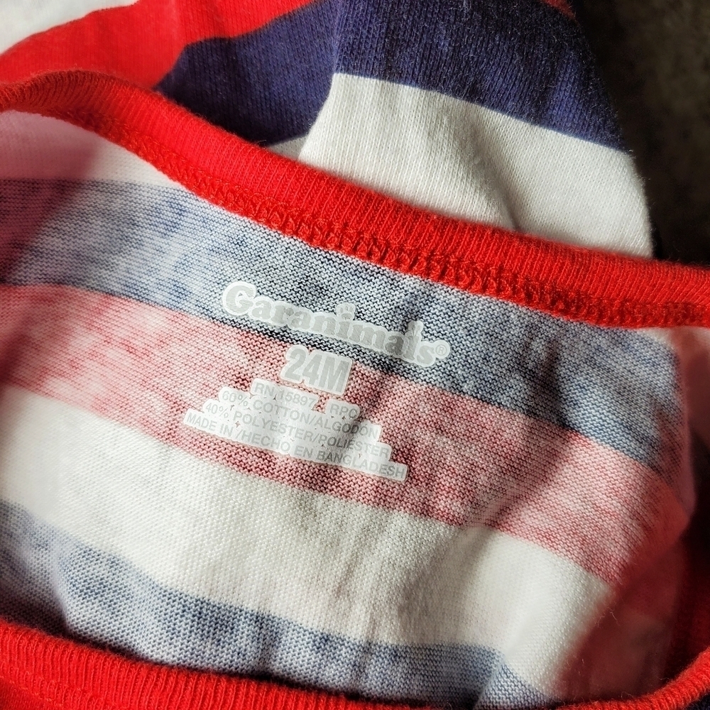 Garanimals Red White and Blue Striped Toddler Boy Tank Top Bodysuit Size 24m EUC - Picture 3 of 7